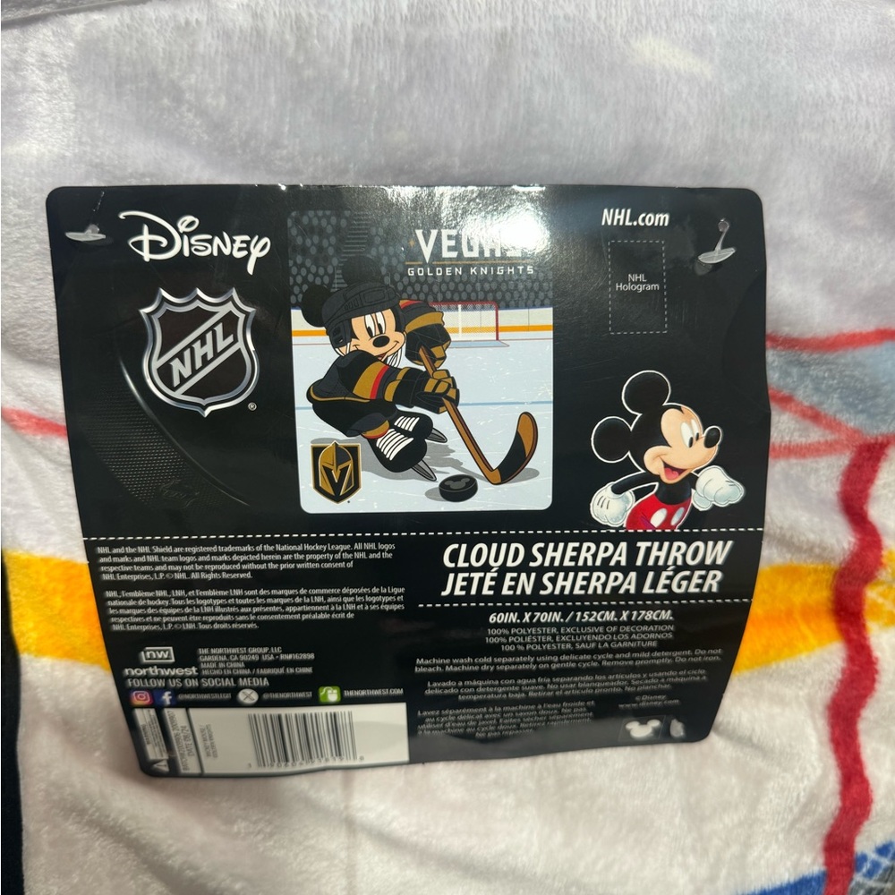 Disney NHL Mickey Mouse Sherpa Throw Blanket